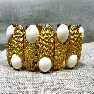 Gold and White Bold Stretch Bracelet